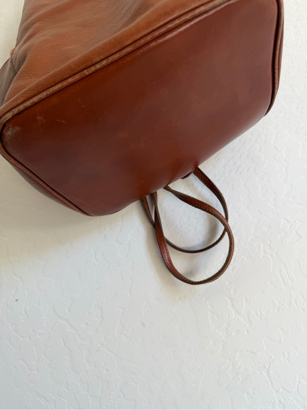 Patricia Nash] British Tan Leather Convertible Backpack Bucket Bag Purse - Picture 5 of 11
